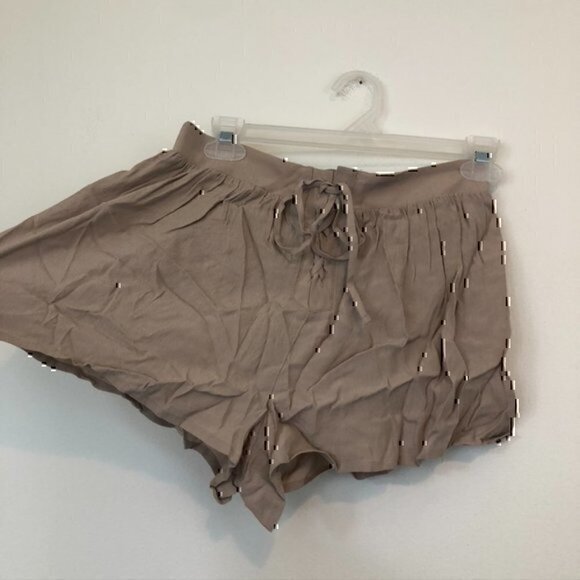 FOREVER 21 Lace Up Woven Short Solid Taupe Brown High Waisted Rise JUNIORS Small - Picture 8 of 10